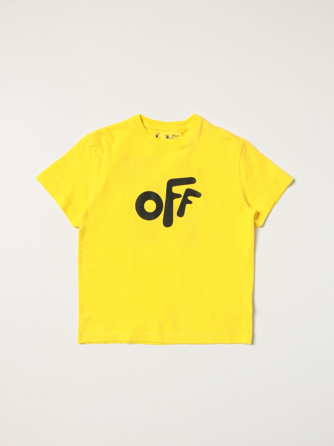 Off-white Kids' Cotton T-shirt With Back Print In Yellow | ModeSens