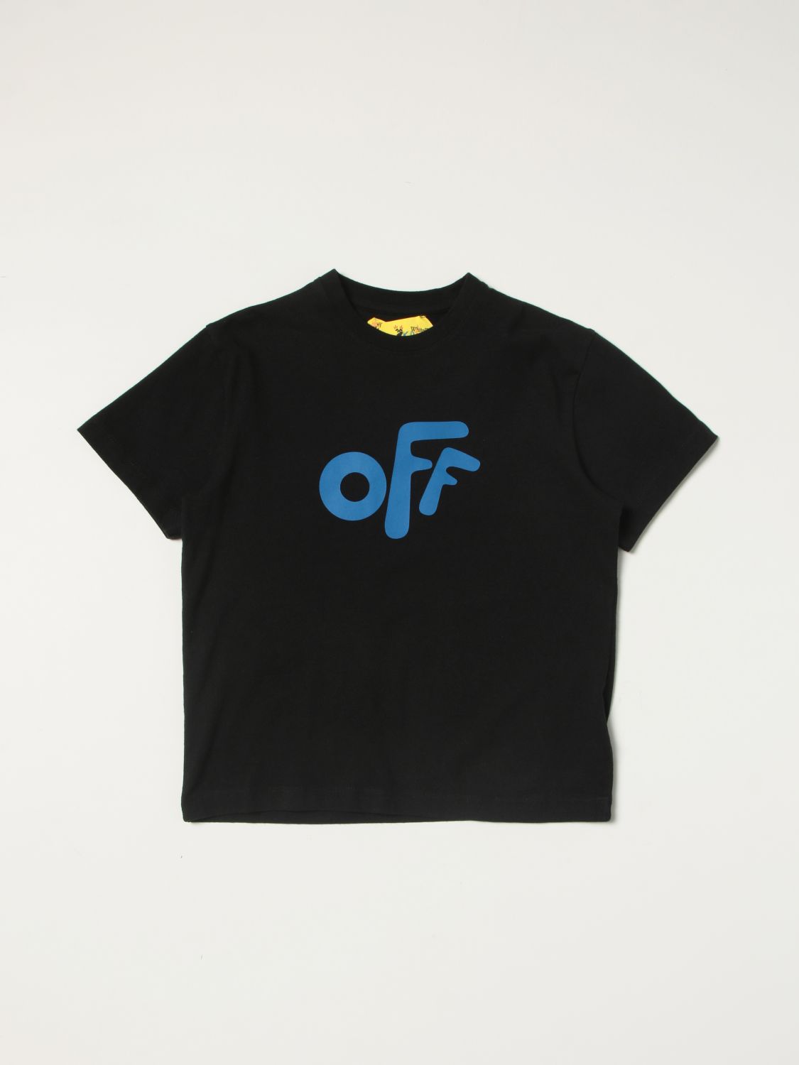 Off-white Kids' Off White Cotton T-shirt With Back Print In Blue | ModeSens