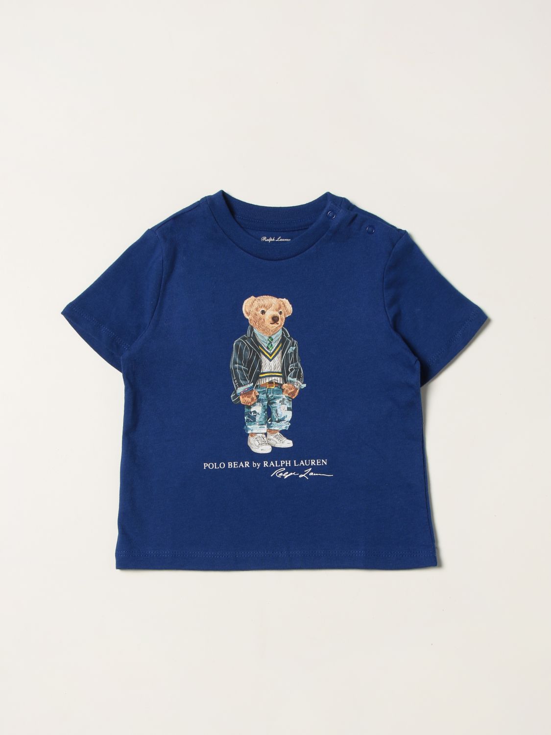 POLO RALPH LAUREN: t-shirt with bear print - Blue | Polo Ralph Lauren t ...