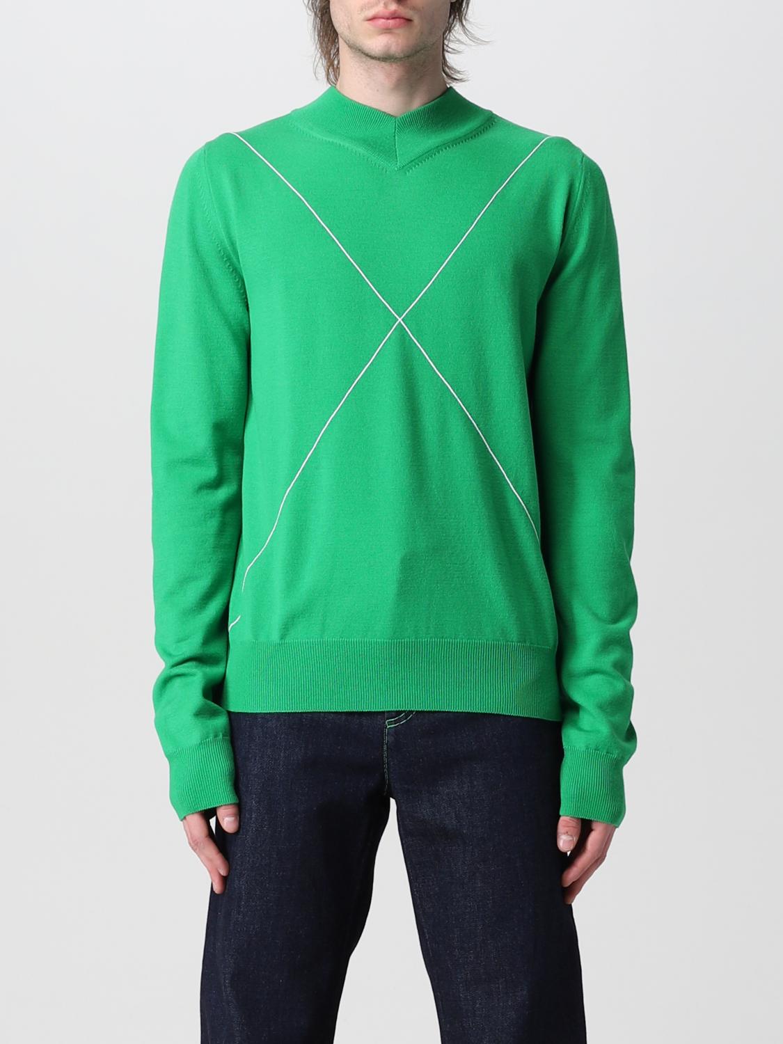 Green Sweater With Contrasting Stripes