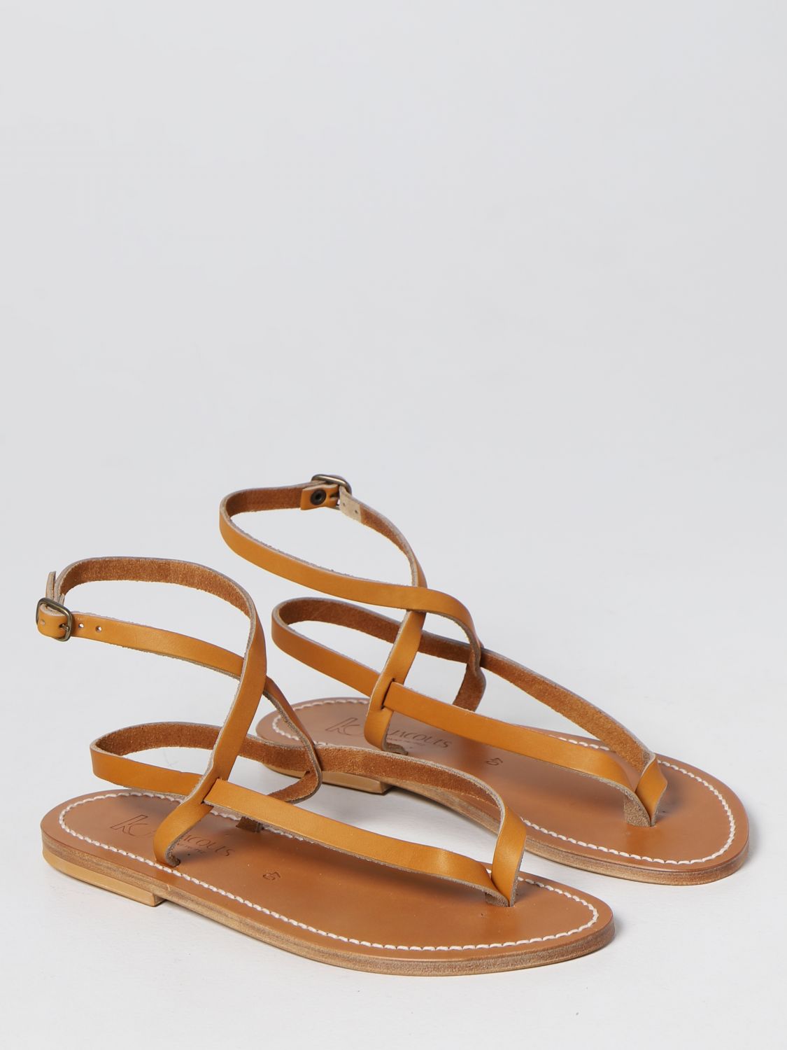 K. JACQUES: Delta leather sandal - Natural | Flat Sandals K. Jacques ...