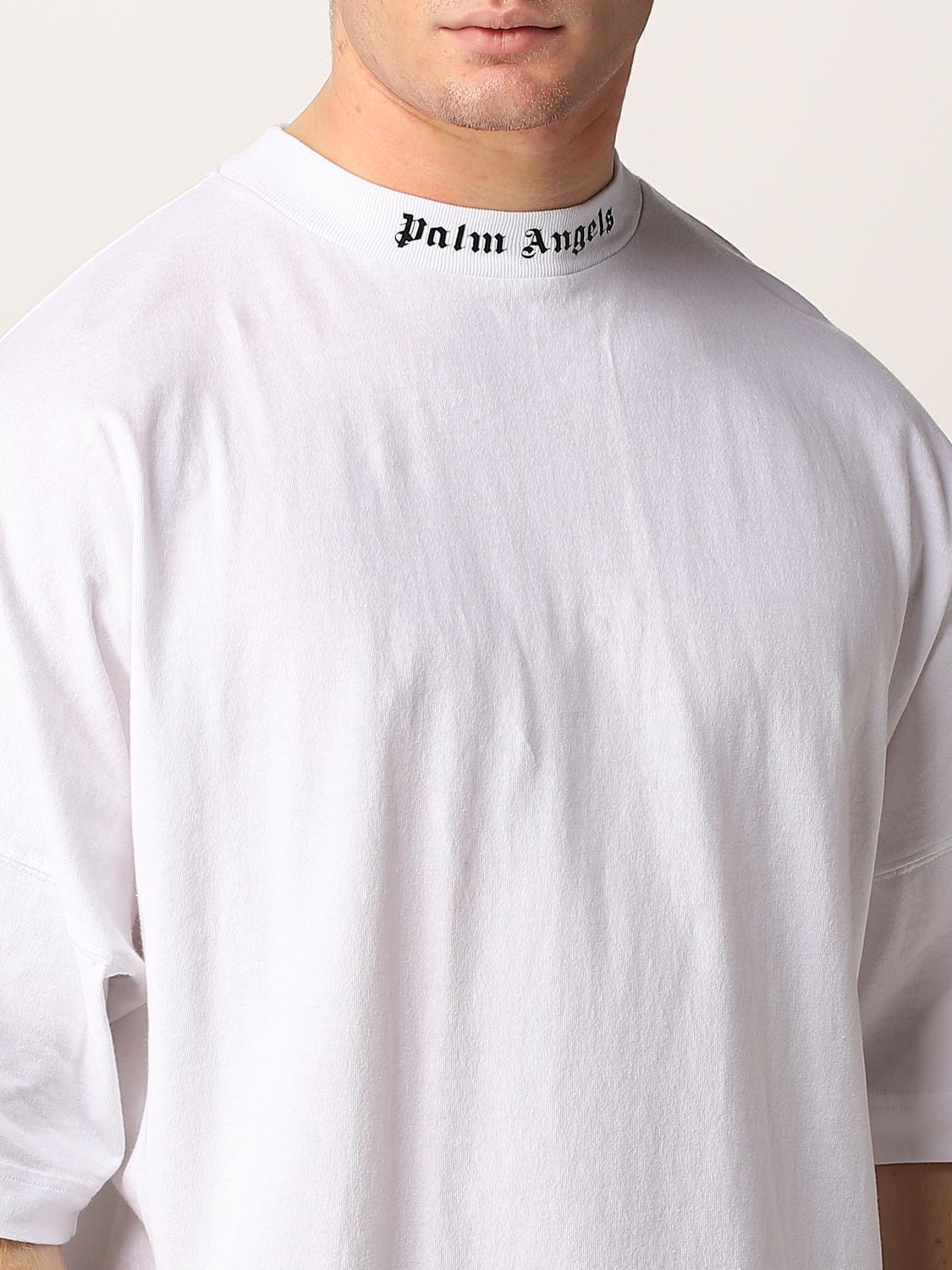 palm angels logo collar t shirt