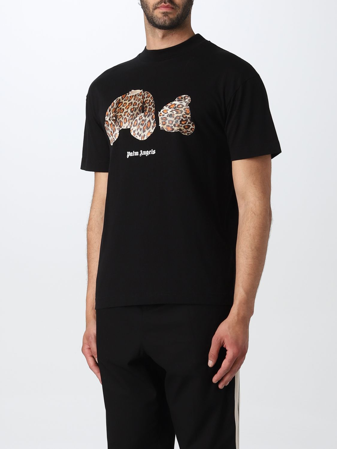 PALM ANGELS: t-shirt with bear print - Black
