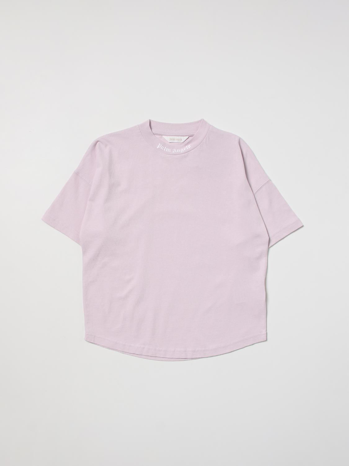 PALM ANGELS: logo T-shirt - Lilac | T 