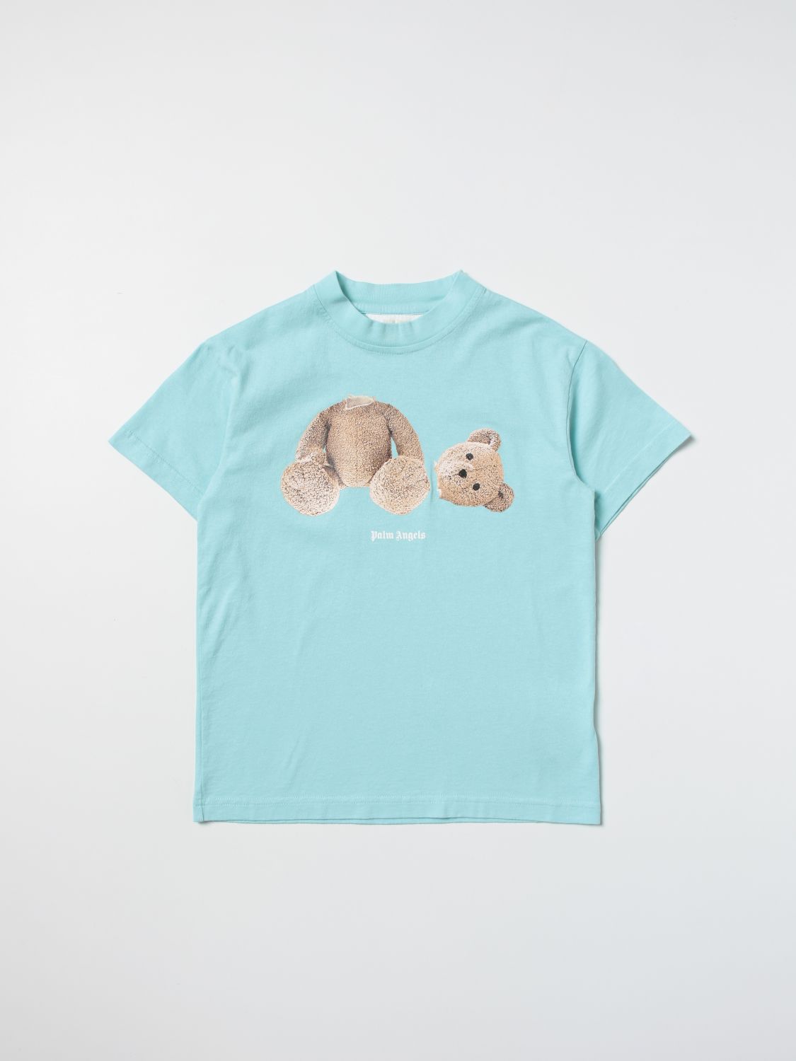 PALM ANGELS: t-shirt with bear print - Blue | Palm Angels t-shirt ...
