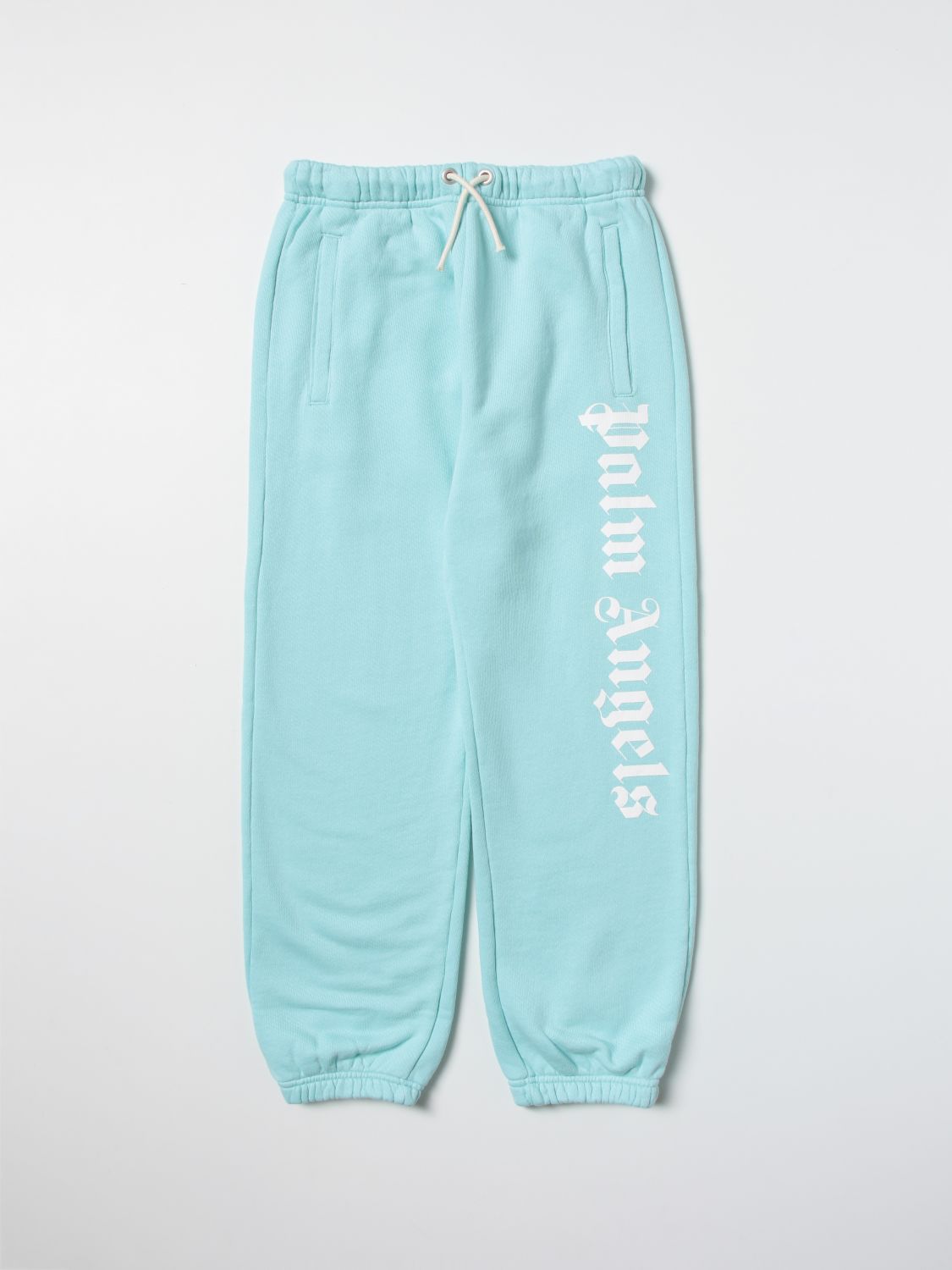 Palm Angels Kids' Cotton Jogger Trousers In Blue
