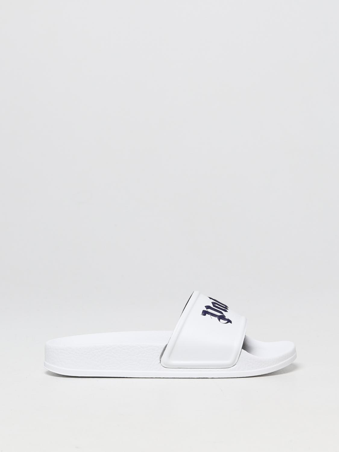 Palm Angels Logo-print Open-toe Slides In White