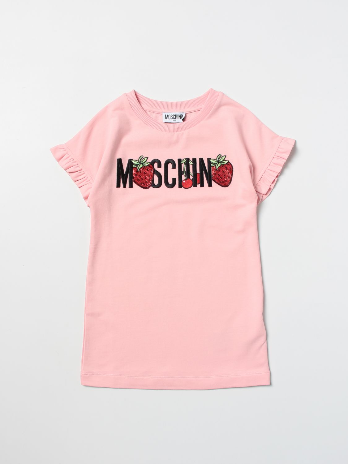 Moschino Kid Kids' Dress With Strawberry Print In Pink