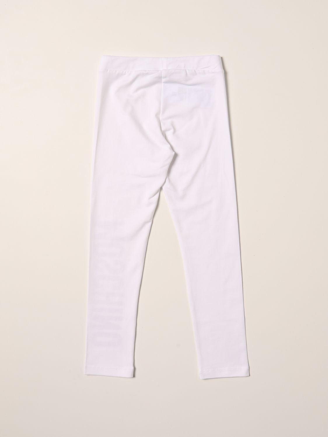 Trousers Moschino Kid: Moschino Kid cotton leggings with logo white 2