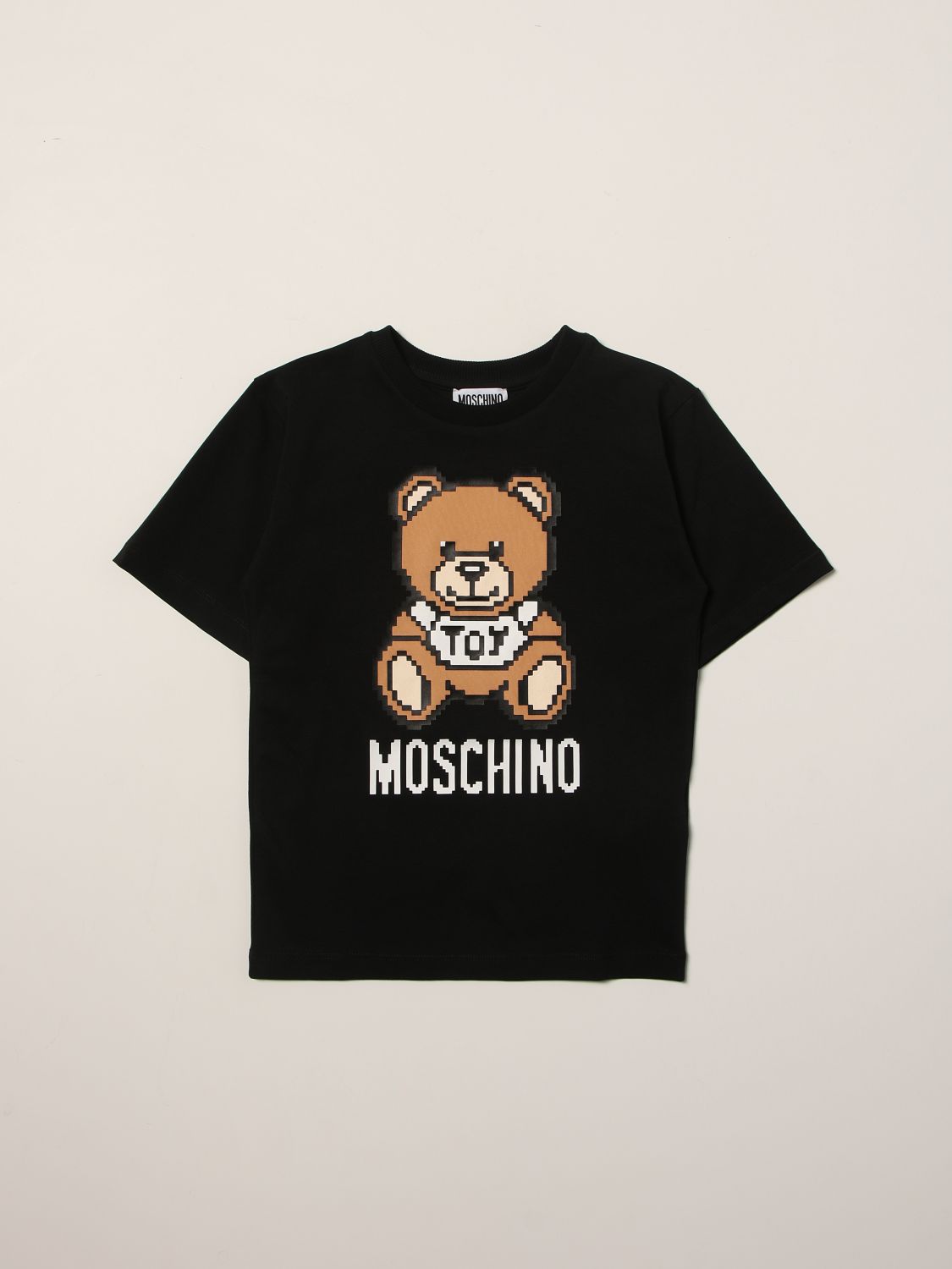 MOSCHINO KID: T-shirt with Teddy Pixel print - Black | Moschino Kid t ...