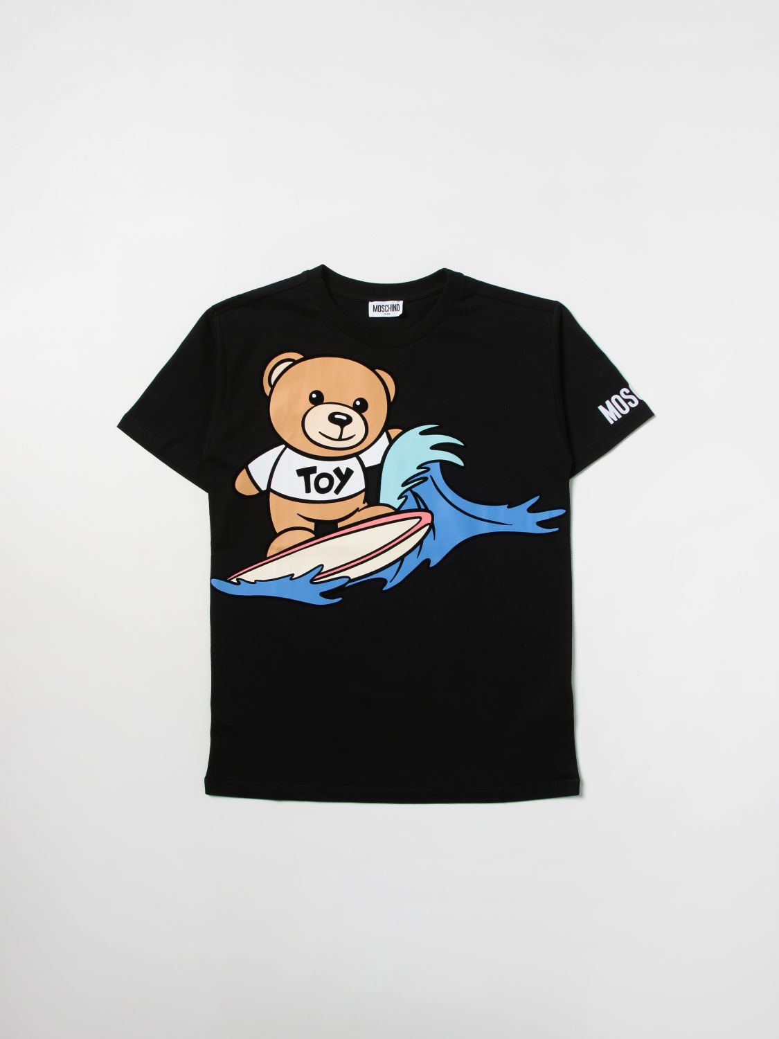 Moschino Kid Kids' T-shirt With Teddy Print In Black