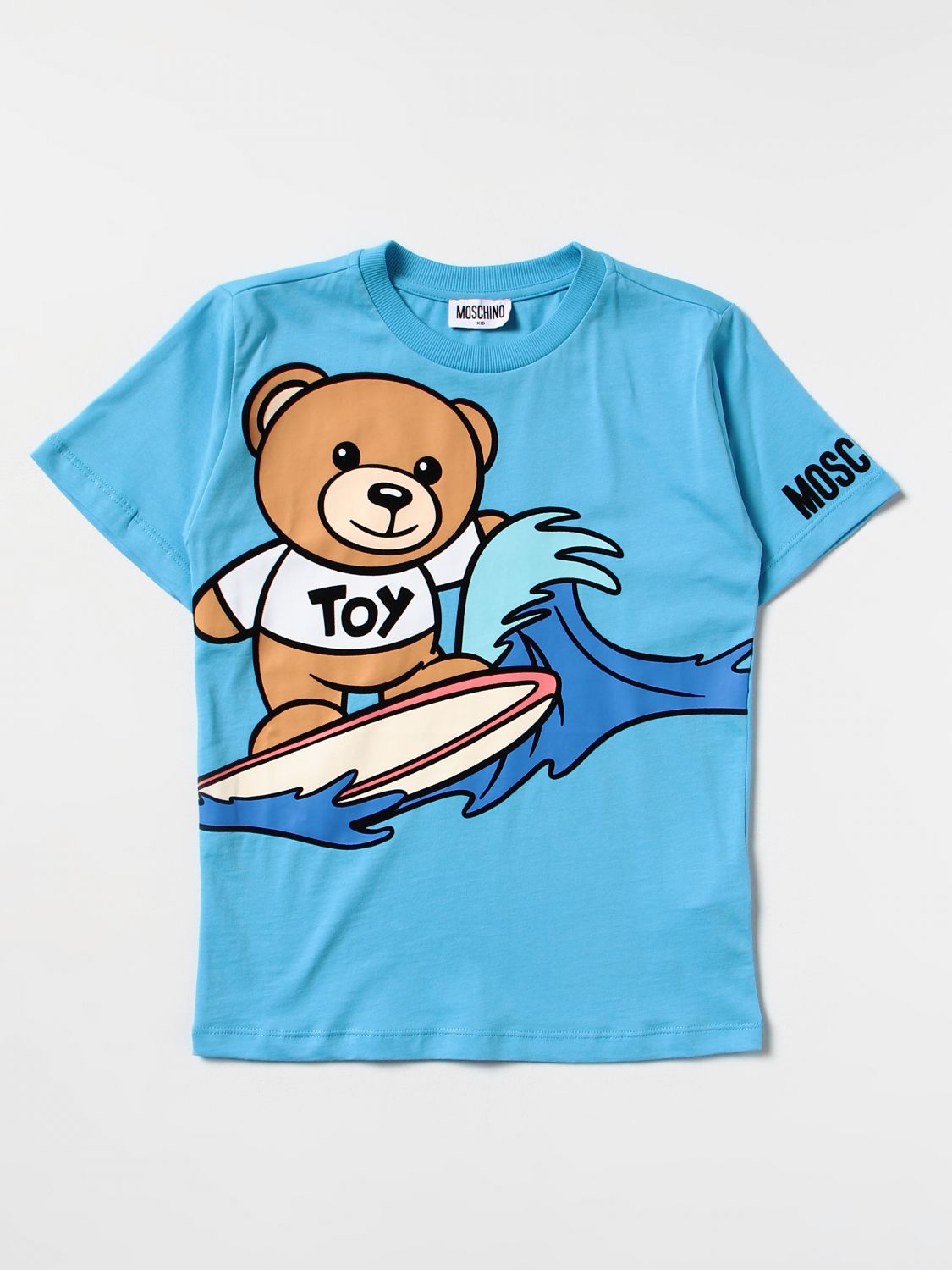 Moschino Kid Kids' T-shirt With Teddy Print In Water
