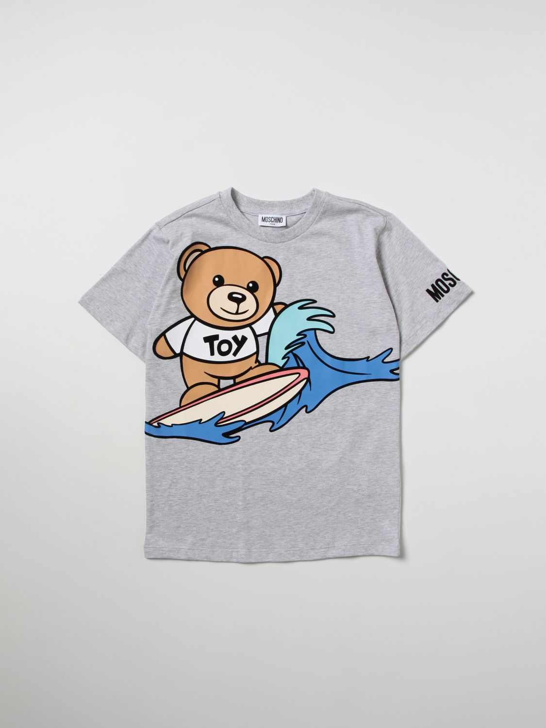 Moschino Kid Kids' T-shirt With Teddy Print In Grey