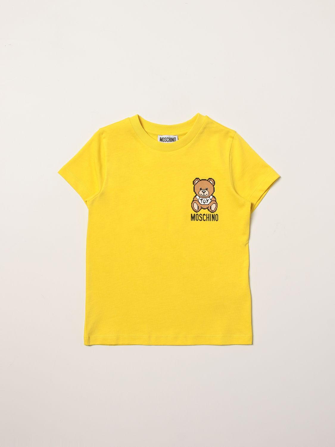 MOSCHINO KID: cotton t-shirt with Teddy Bear print - Yellow | Moschino ...