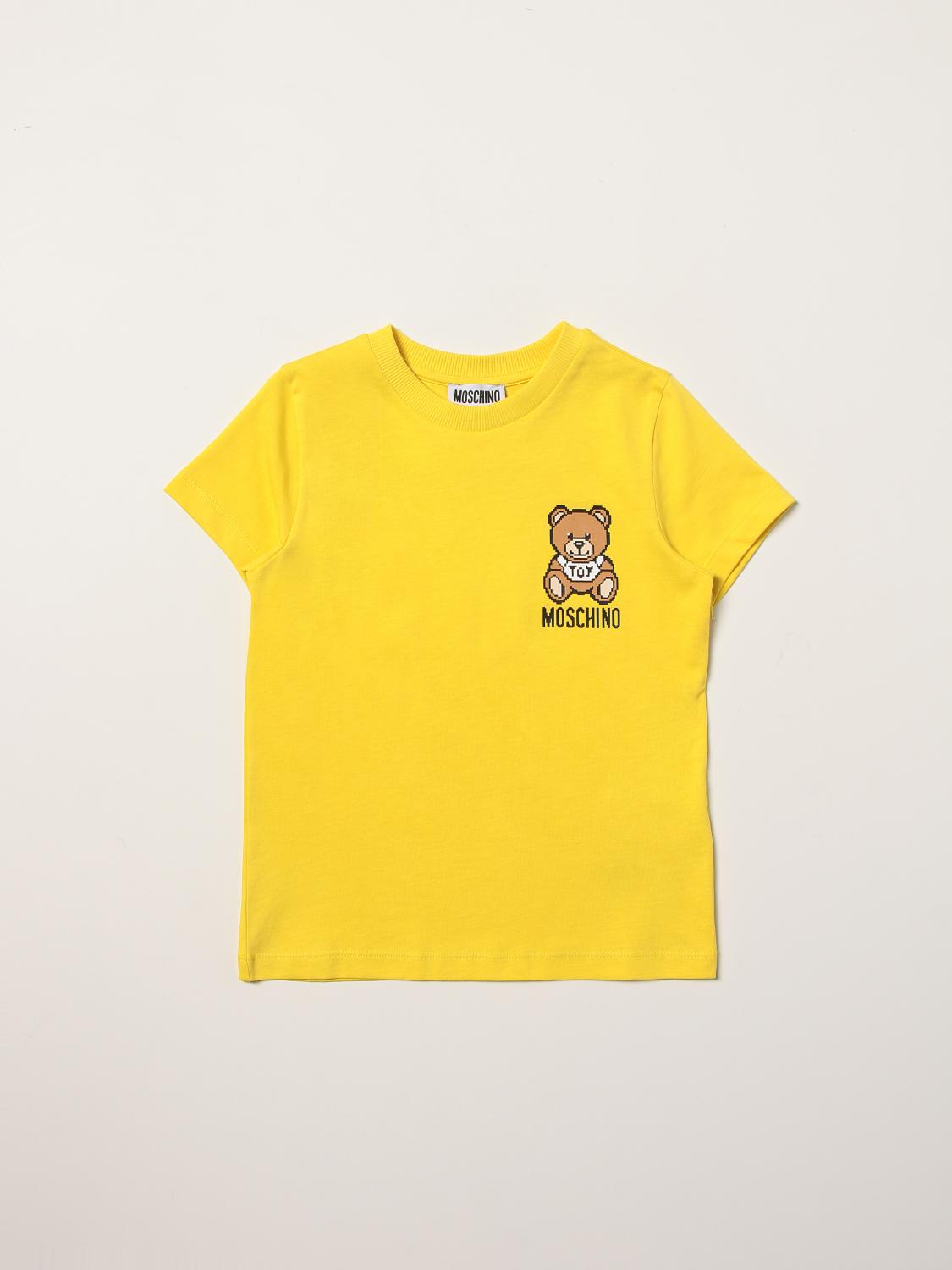 Moschino Kid: Cotton T-shirt With Teddy Bear Print - Yellow 