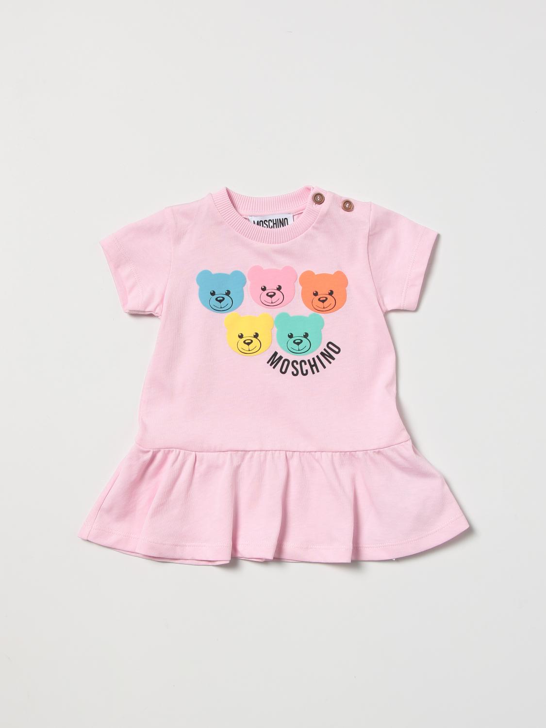 MOSCHINO BABY organic cotton dress with Teddy Pink Moschino Baby