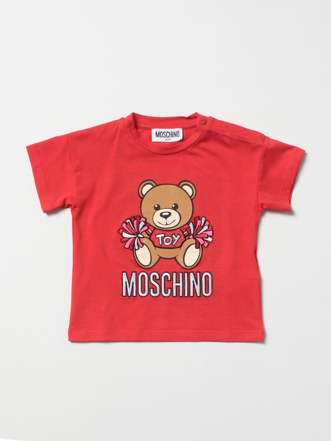 T-shirt Moschino Baby: T-shirt Moschino Baby in cotone con Teddy Bear rosso 1