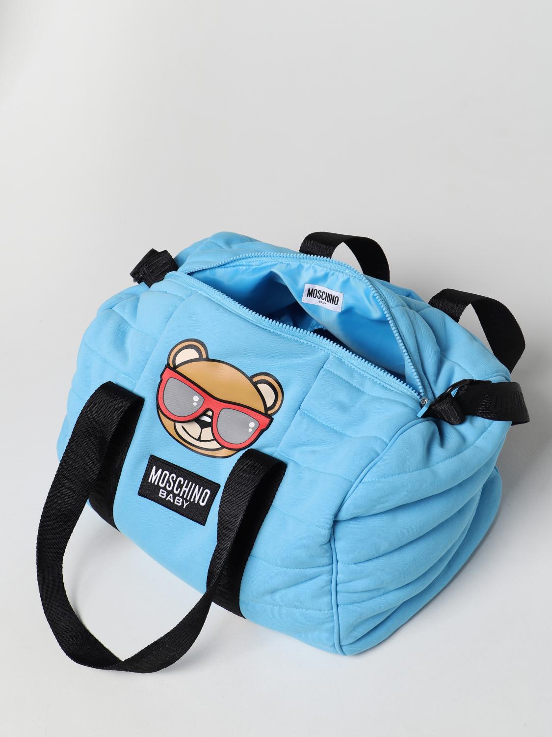 MOSCHINO BABY: Diaper bag in misto cotone - Azzurro | Borsa Moschino Baby  MMX03PLCA26 GIGLIO.COM