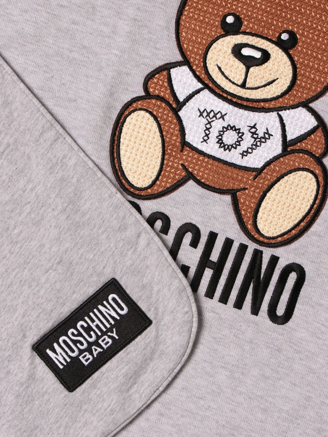 Copertina Moschino Baby: Copertina Teddy Bear Moschino baby in cotone grigio 2