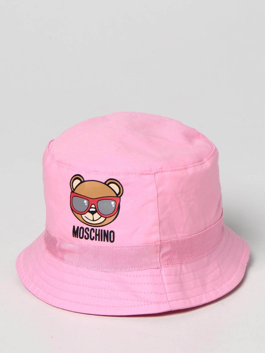 Moschino Baby Outlet cotton bucket hat Pink Moschino Baby hat