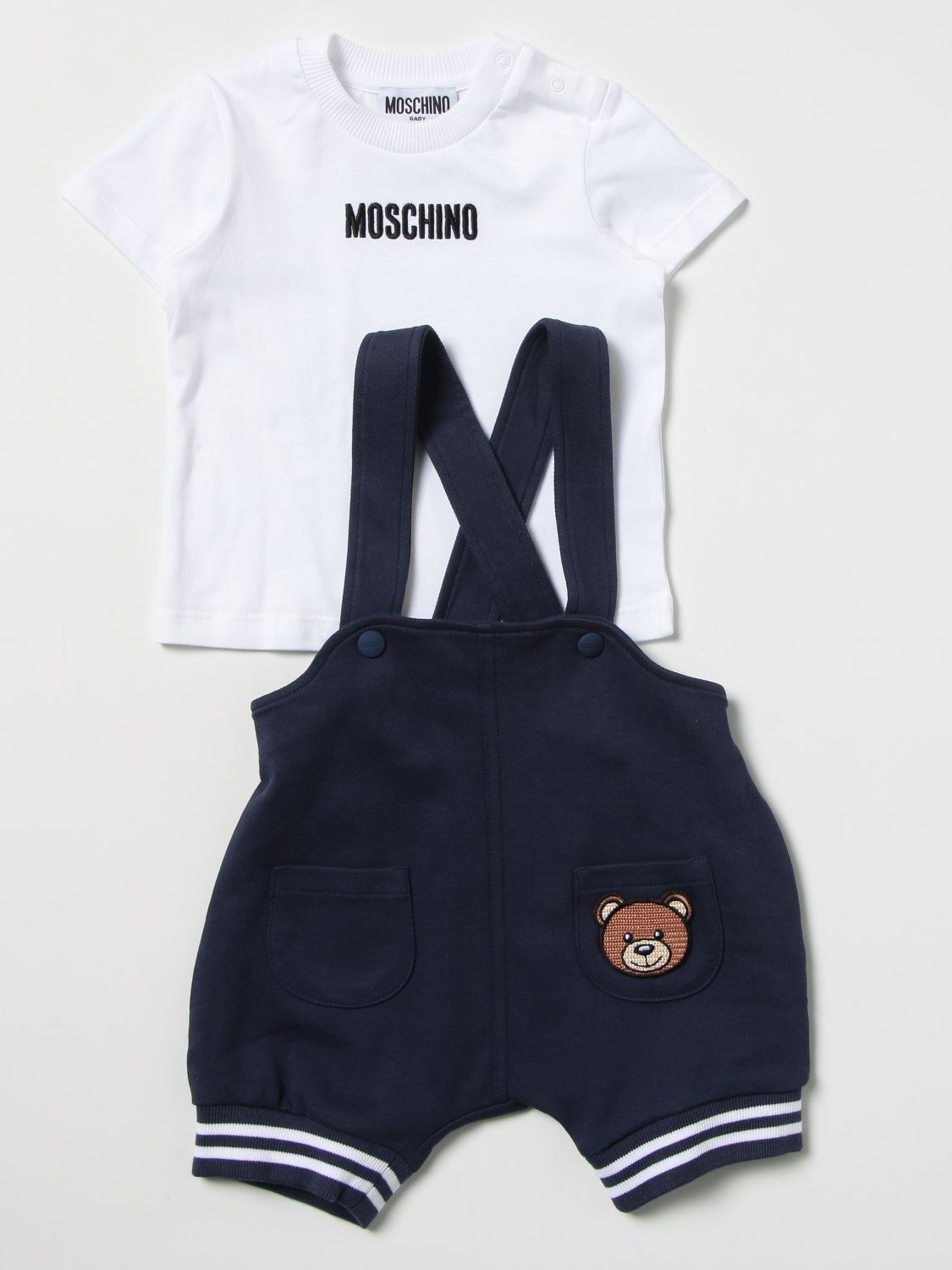 Completo Moschino Baby: T-shirt + salopette teddy denim 3