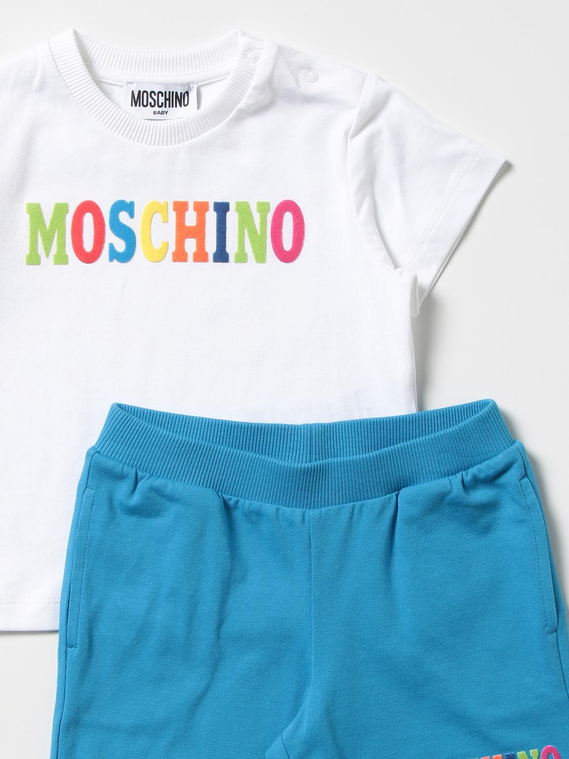Moschino Baby Outlet tshirt + shorts with logo set White Moschino