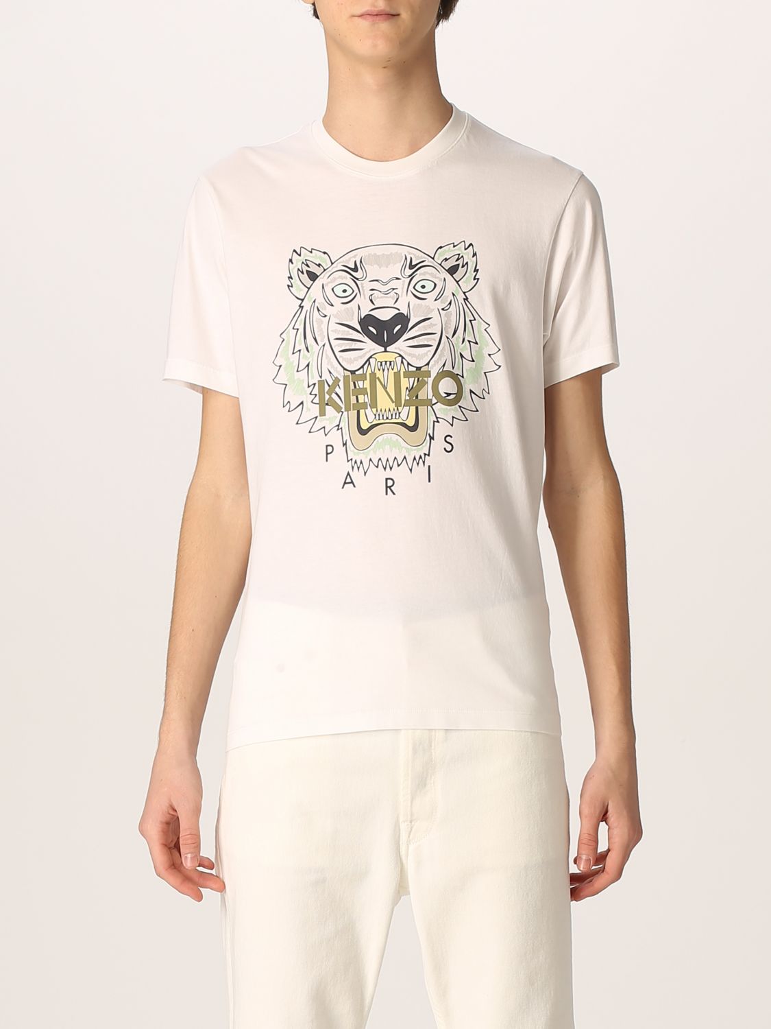 T-shirt Kenzo: T-shirt Kenzo in cotone con logo e Tigre bianco 1