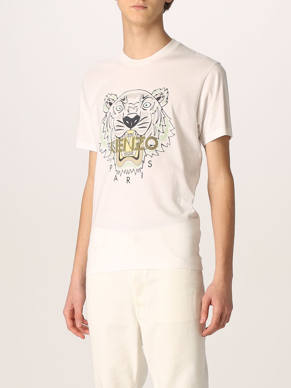 T-shirt Kenzo: T-shirt Kenzo in cotone con logo e Tigre bianco 4