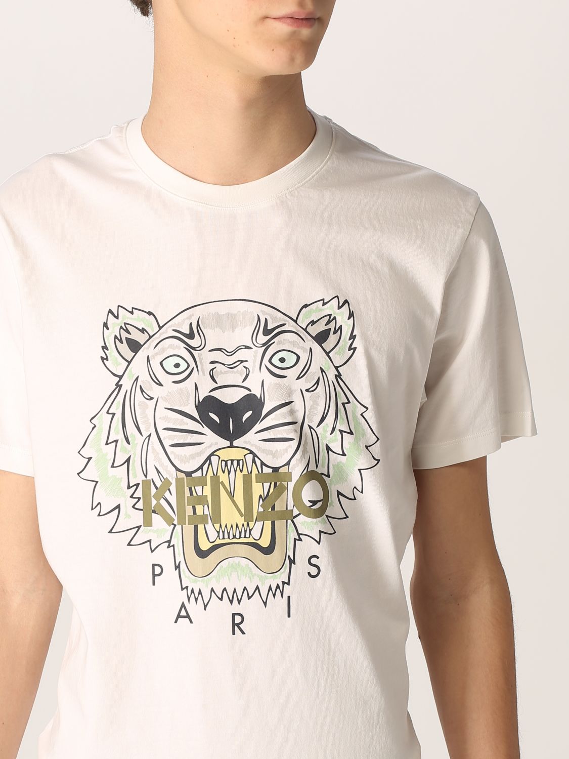 T-shirt Kenzo: T-shirt Kenzo in cotone con logo e Tigre bianco 5
