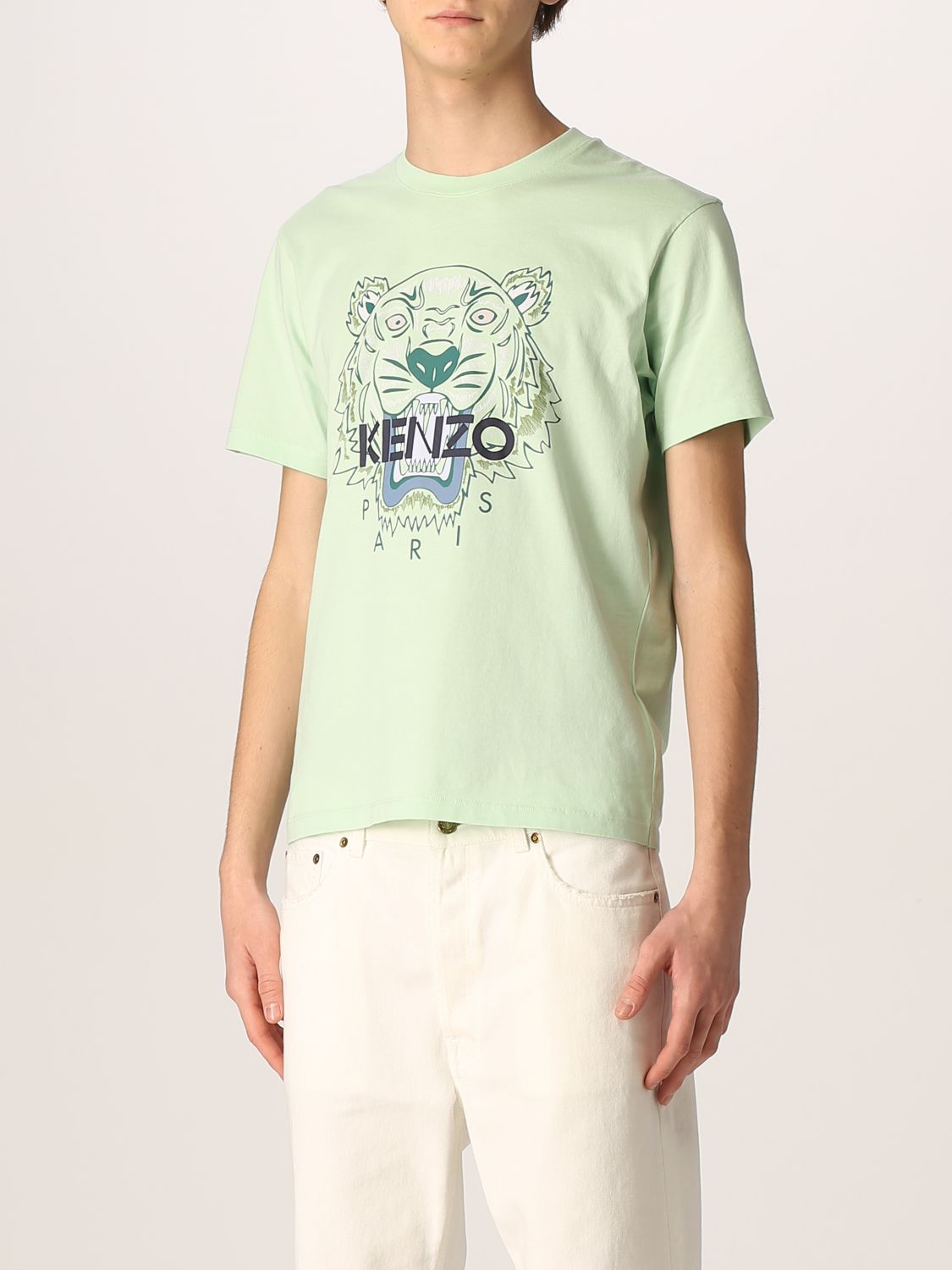 T-shirt Kenzo: T-shirt Kenzo in cotone con logo e Tigre verde 4