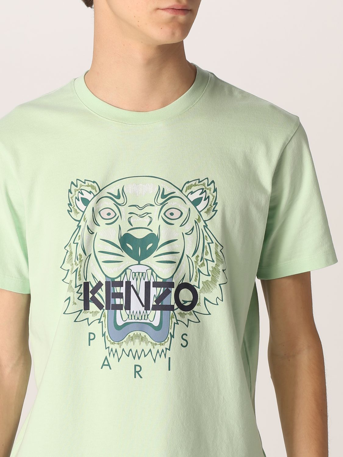 T-shirt Kenzo: T-shirt Kenzo in cotone con logo e Tigre verde 5