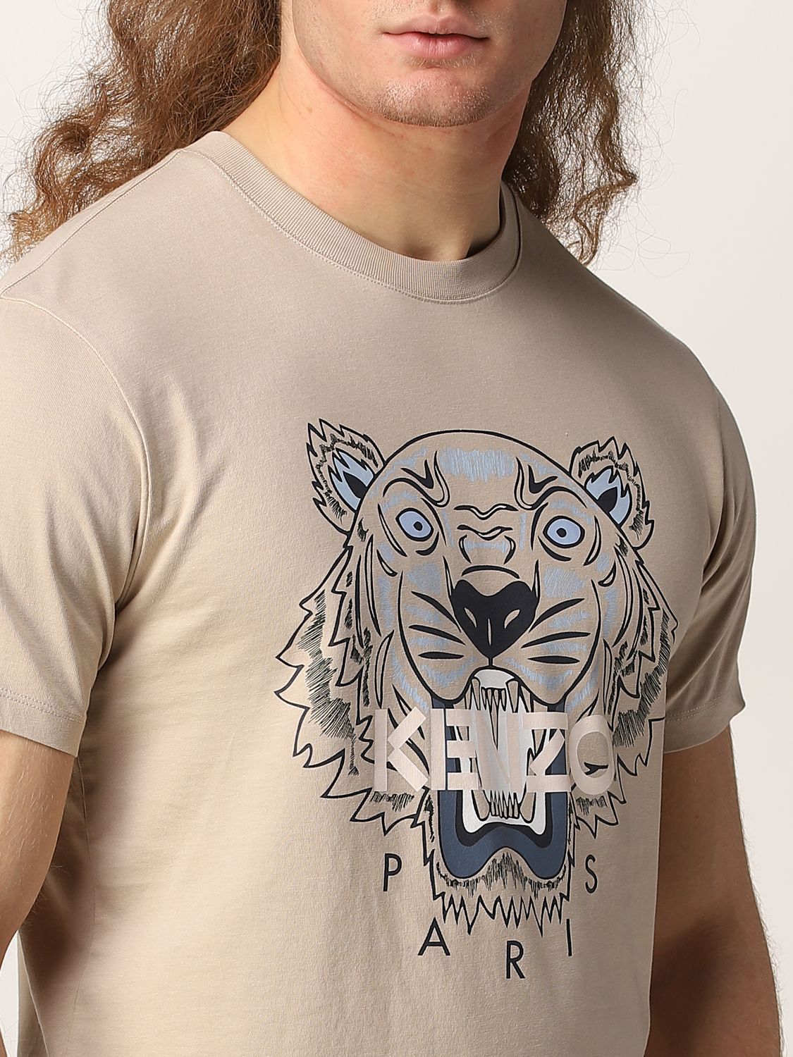 T-shirt Kenzo: T-shirt Kenzo in cotone con logo e Tigre sabbia 4