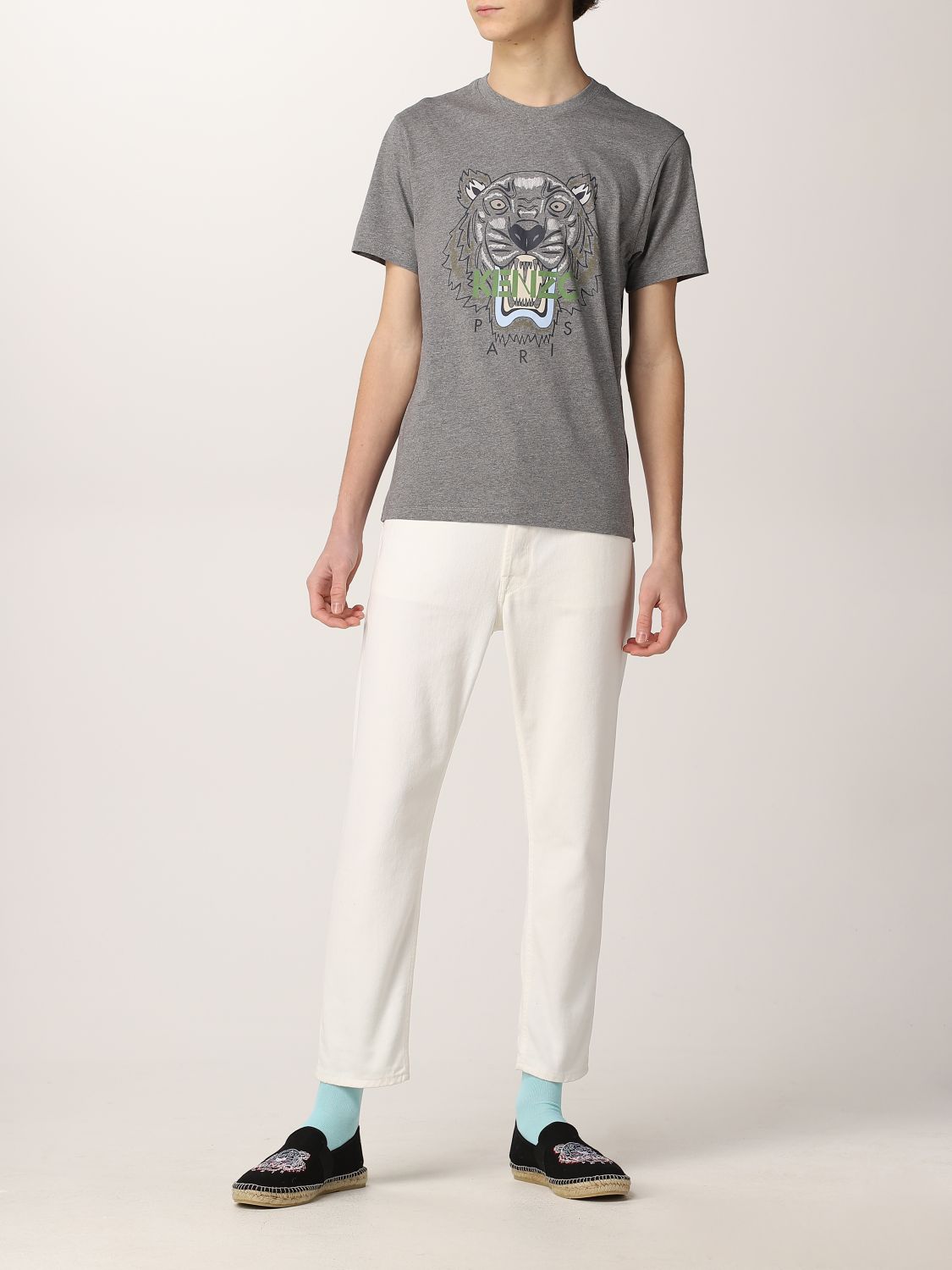 T-shirt Kenzo: T-shirt Kenzo in cotone con logo e Tigre tortora 2