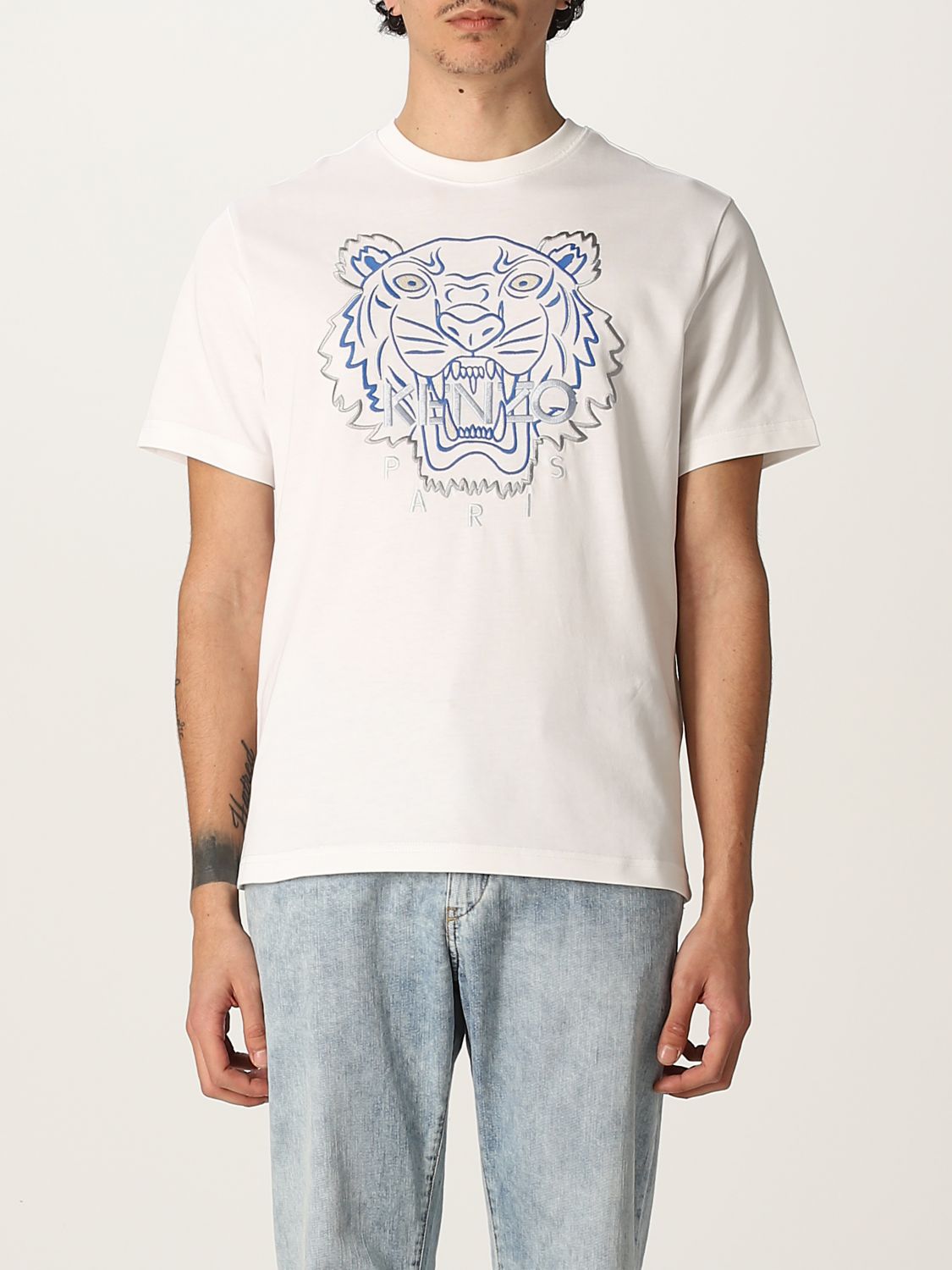 værktøj gøre ondt Brokke sig KENZO: cotton T-shirt with embroidered Tiger - White | Kenzo t-shirt  FC55TS2194YH online on GIGLIO.COM