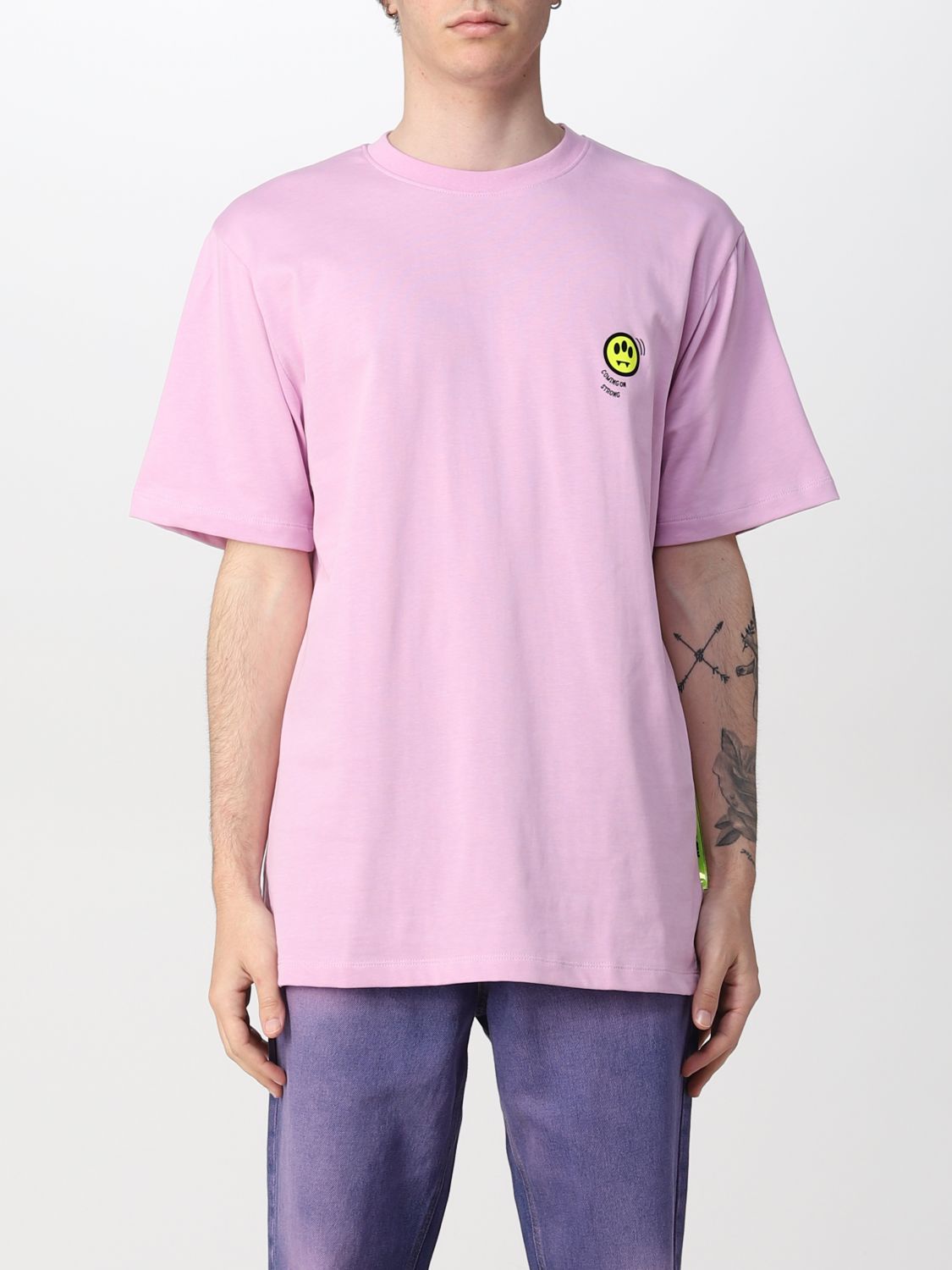 Barrow Cotton T-shirt With Smile In Pink