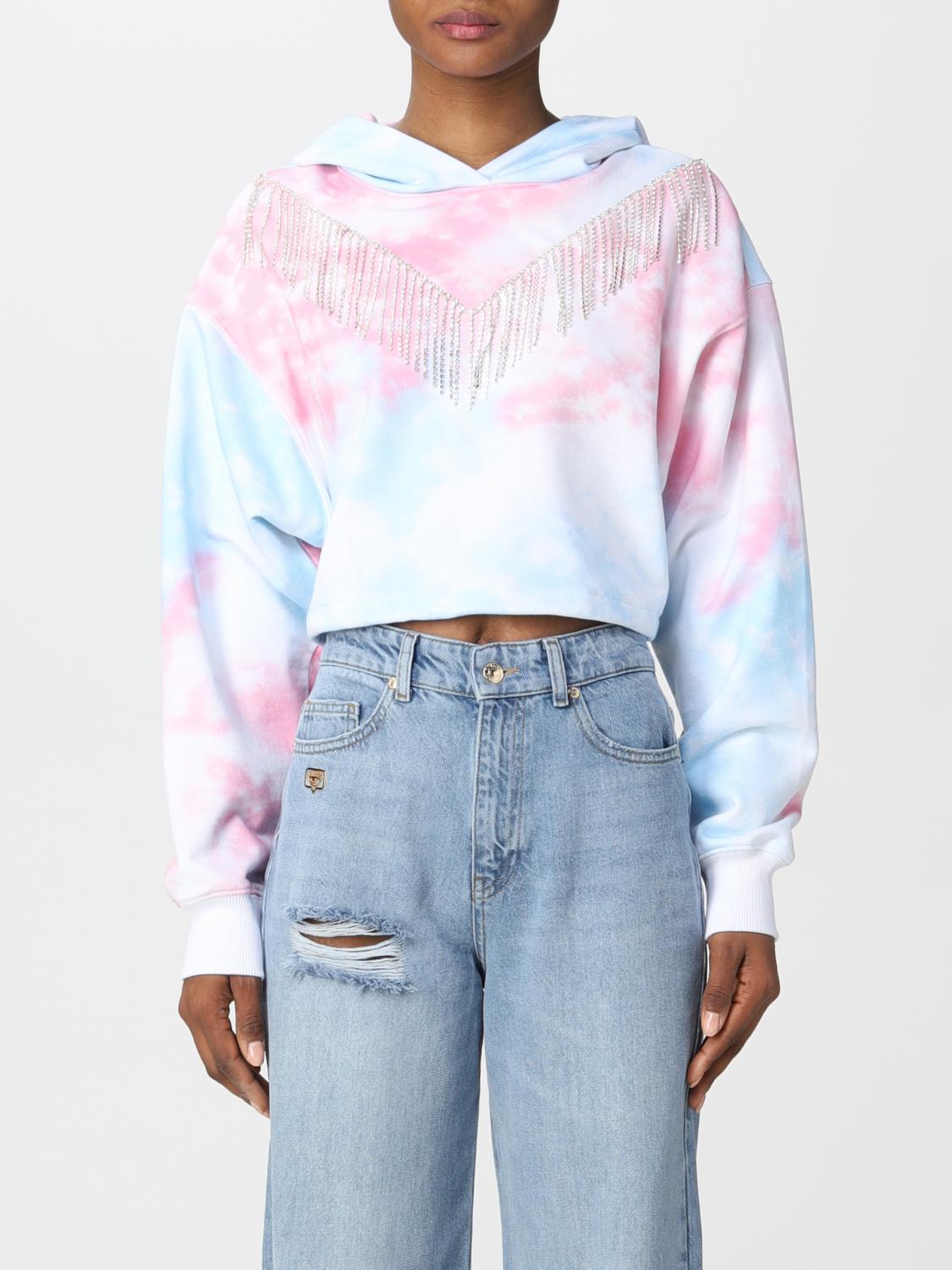 CHIARA FERRAGNI: Felpa con stampa tie dye - Bianco | Felpa Chiara Ferragni  72CBI311FS037 GIGLIO.COM