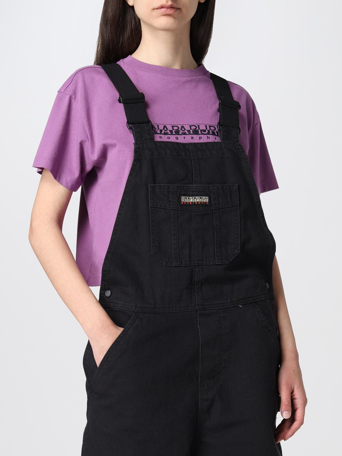 NAPAPIJRI: Salopette di jeans con logo - Nero | Salopette Napapijri  NP0A4GCB GIGLIO.COM