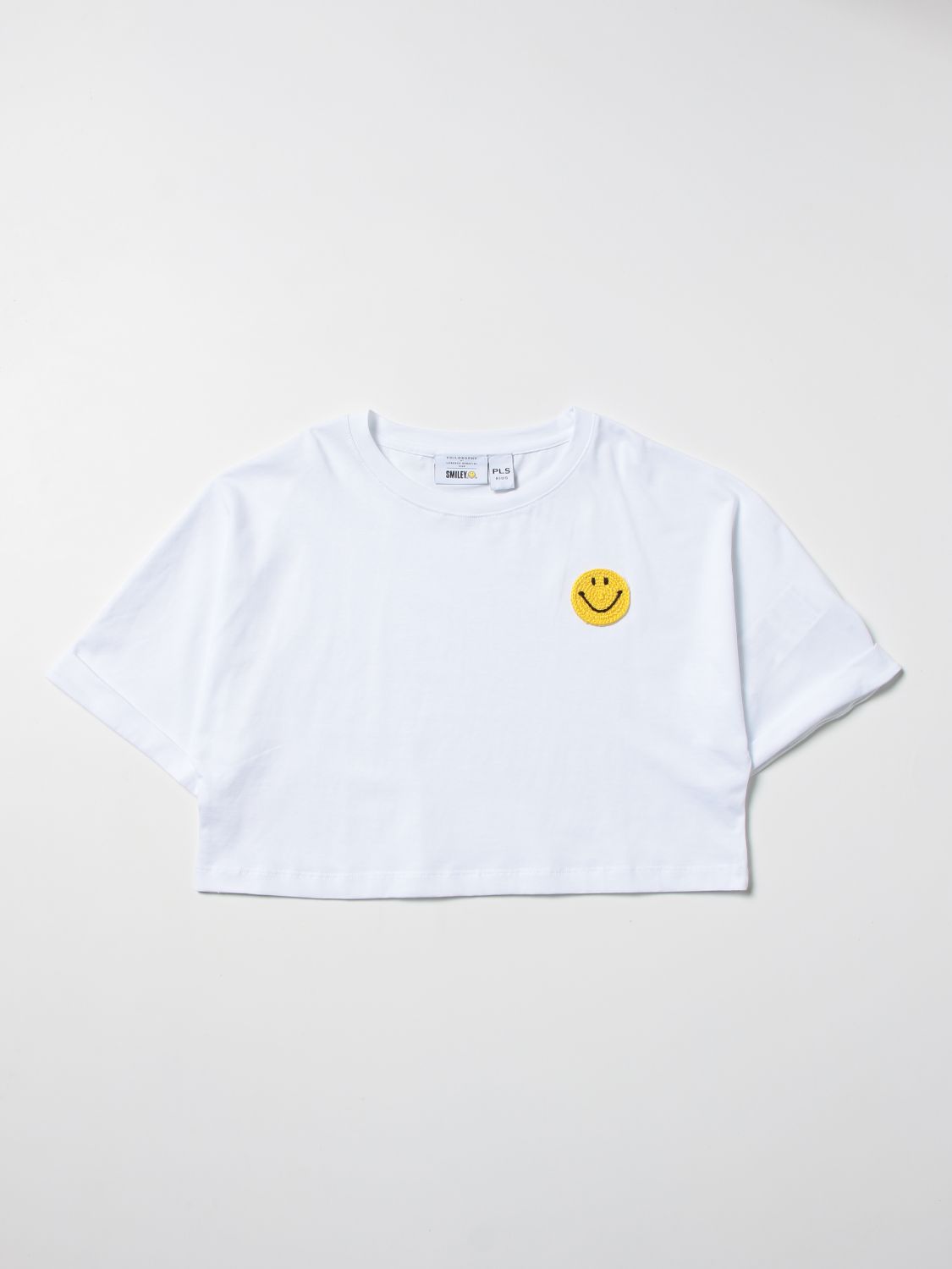 T-shirt Philosophy Di Lorenzo Serafini: Philosophy di Lorenzo Serafini cotton T-shirt with Smiley patch white 1