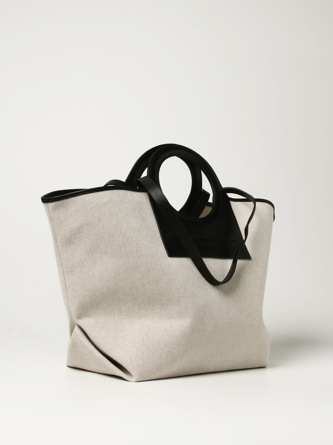 HEREU: Cala tote bag in premium canvas and leather - Beige