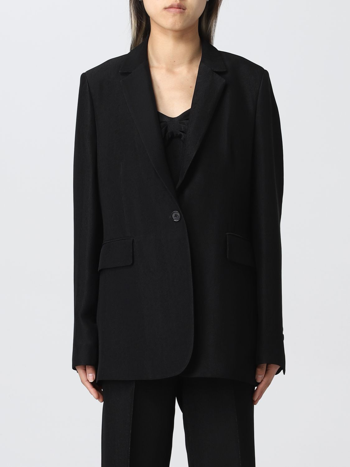 Msgm Single-breasted Jacket In Viscose In Black