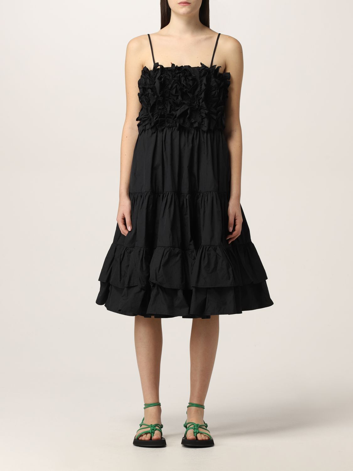 Msgm flared dress with ruches
