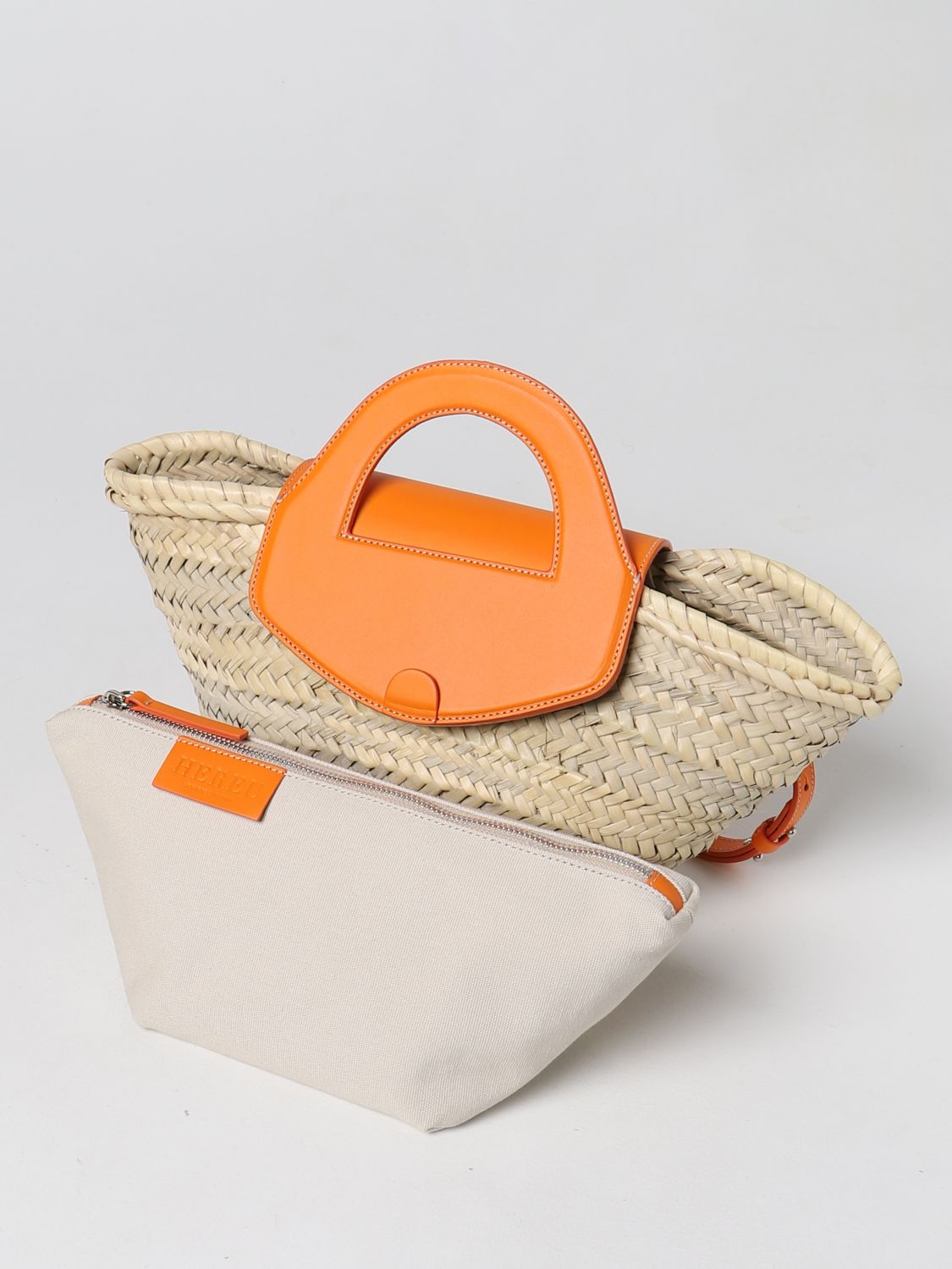 HEREU: Alqueria coffa bag in woven straw - Orange
