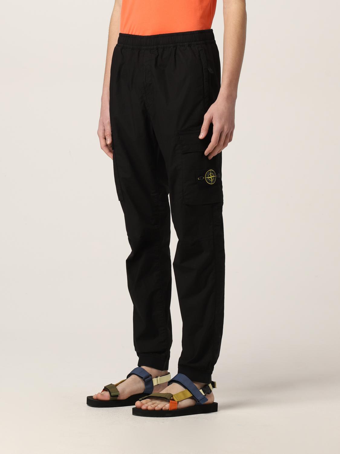 STONE ISLAND: cargo pants in cotton | Pants Stone Island Men Black ...