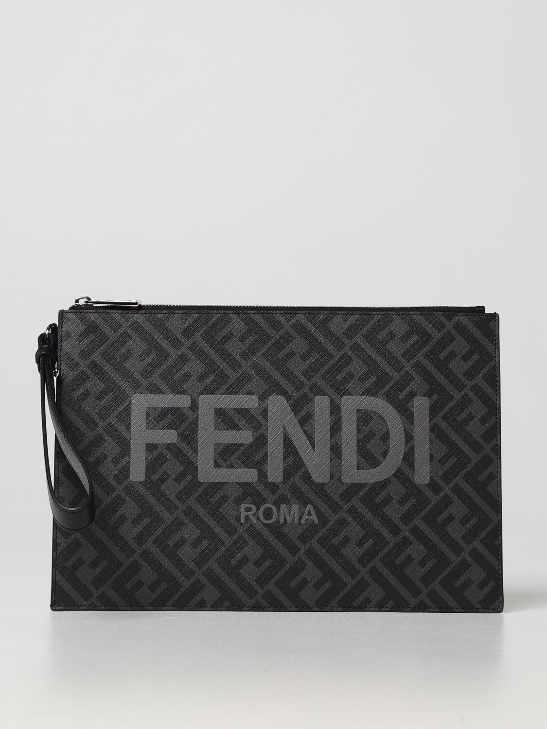 FENDI: monogram canvas pouch - Black | Briefcase Fendi 7N0126 AJJ8 ...