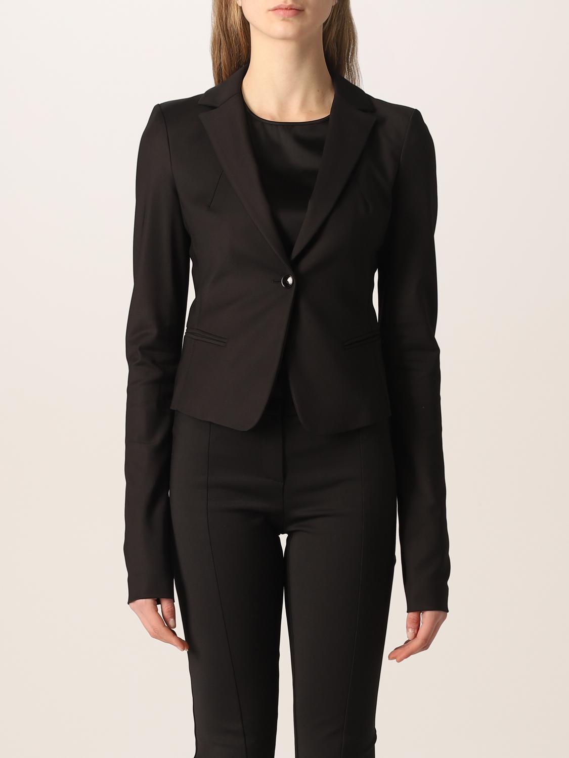 PATRIZIA PEPE: single-breasted blazer in cotton blend - Black | Blazer  Patrizia Pepe CSA501AQ39 GIGLIO.COM