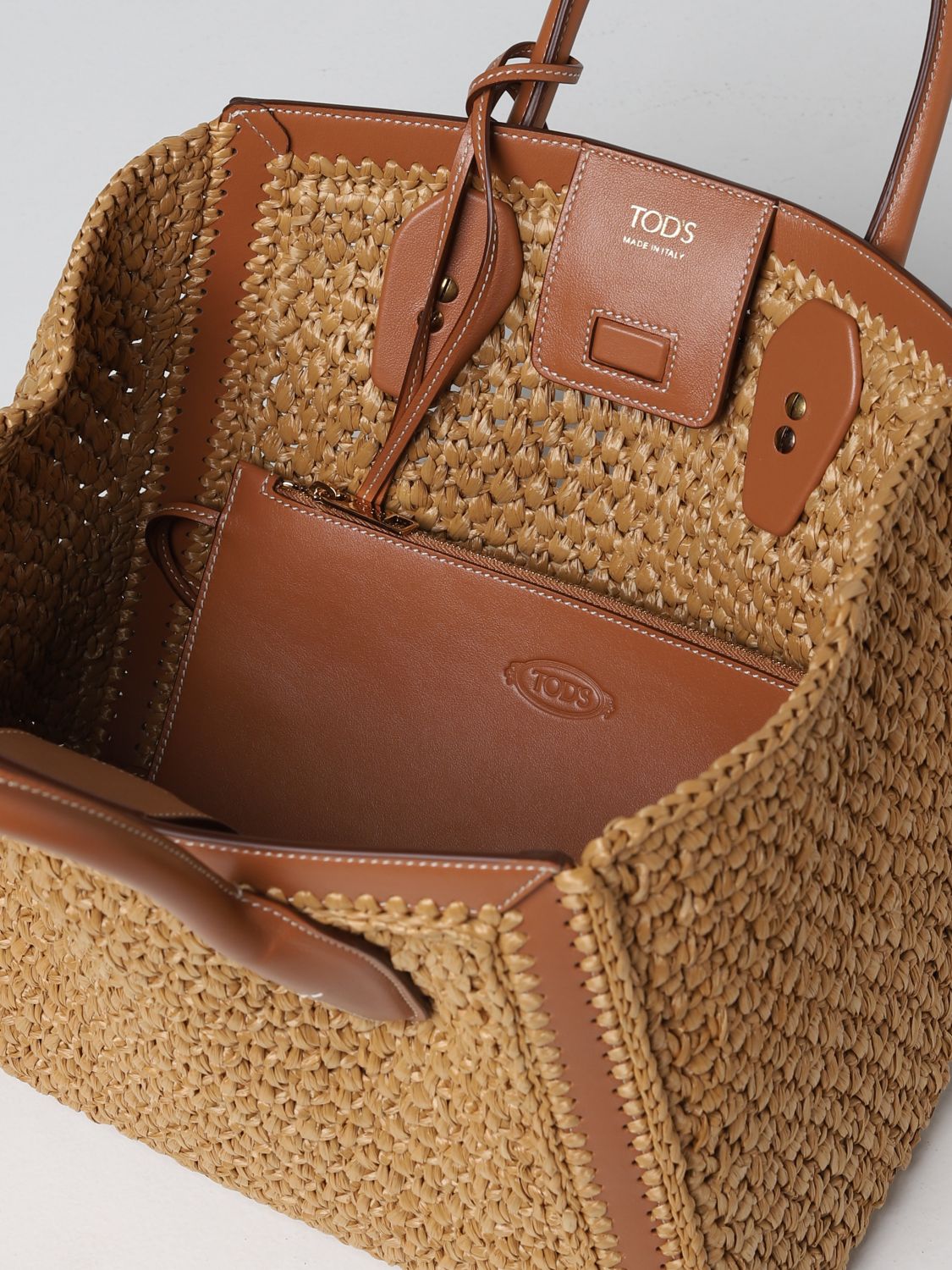 Tod's Fringed Straw Tote Bag - Neutrals