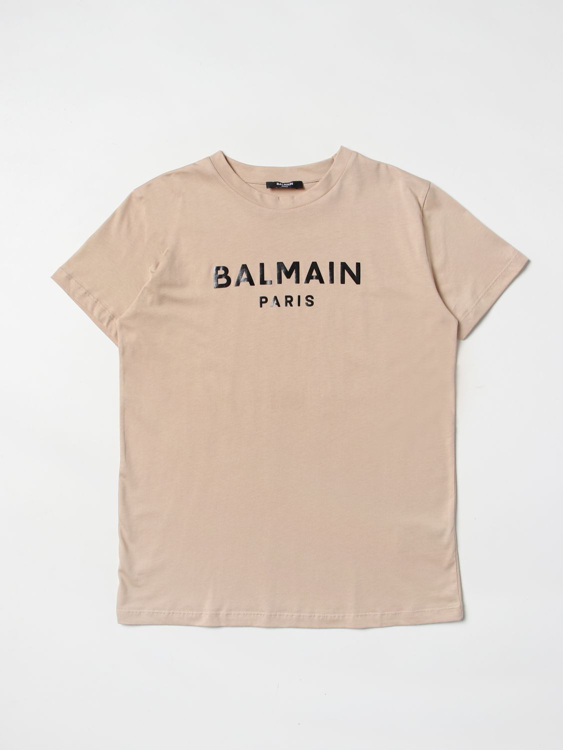 Balmain Cotton T-shirt With Logo In Beige