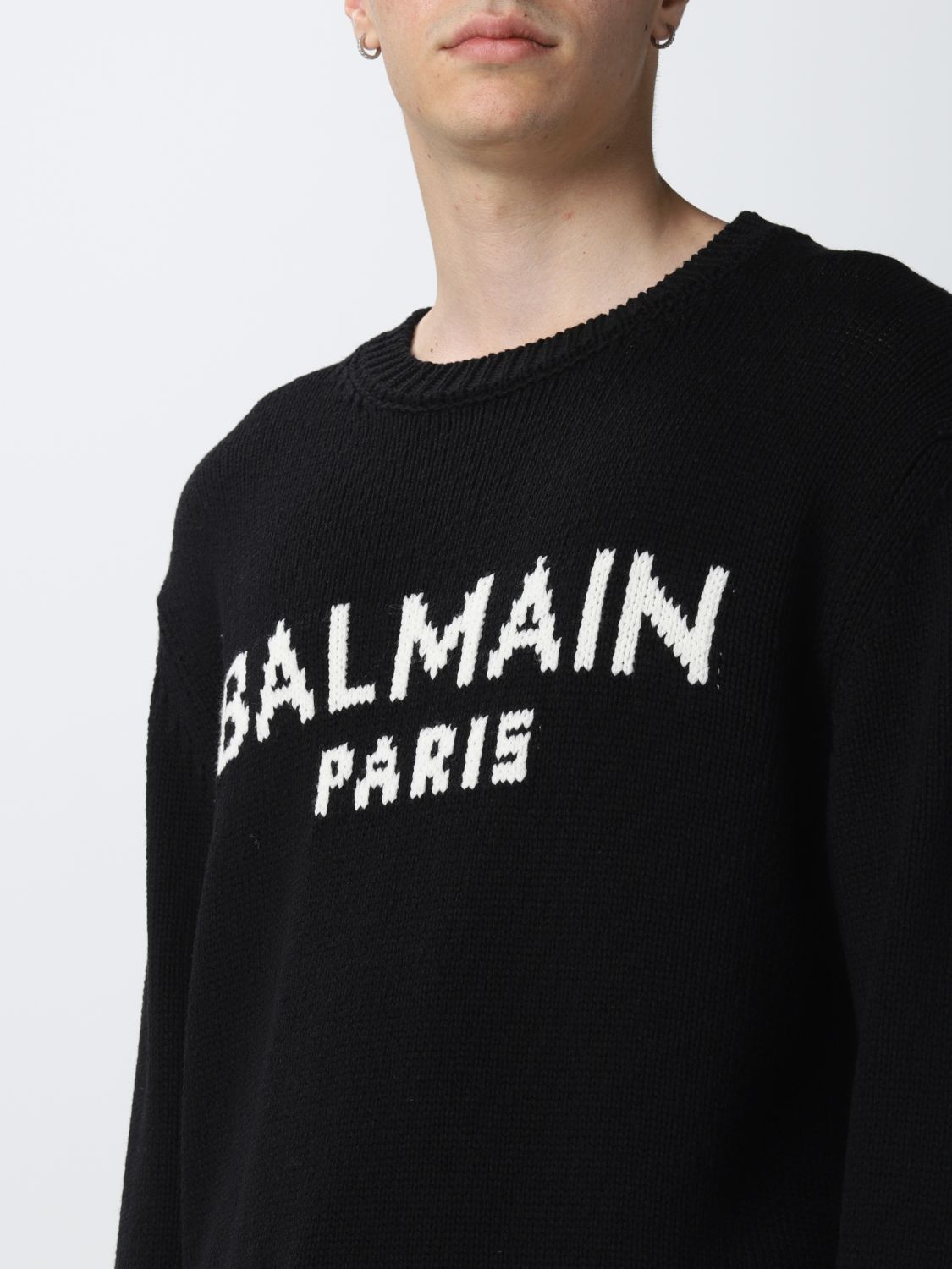 BALMAIN: Sweater men - Black | Sweater Balmain YH1KD000KB13 GIGLIO.COM