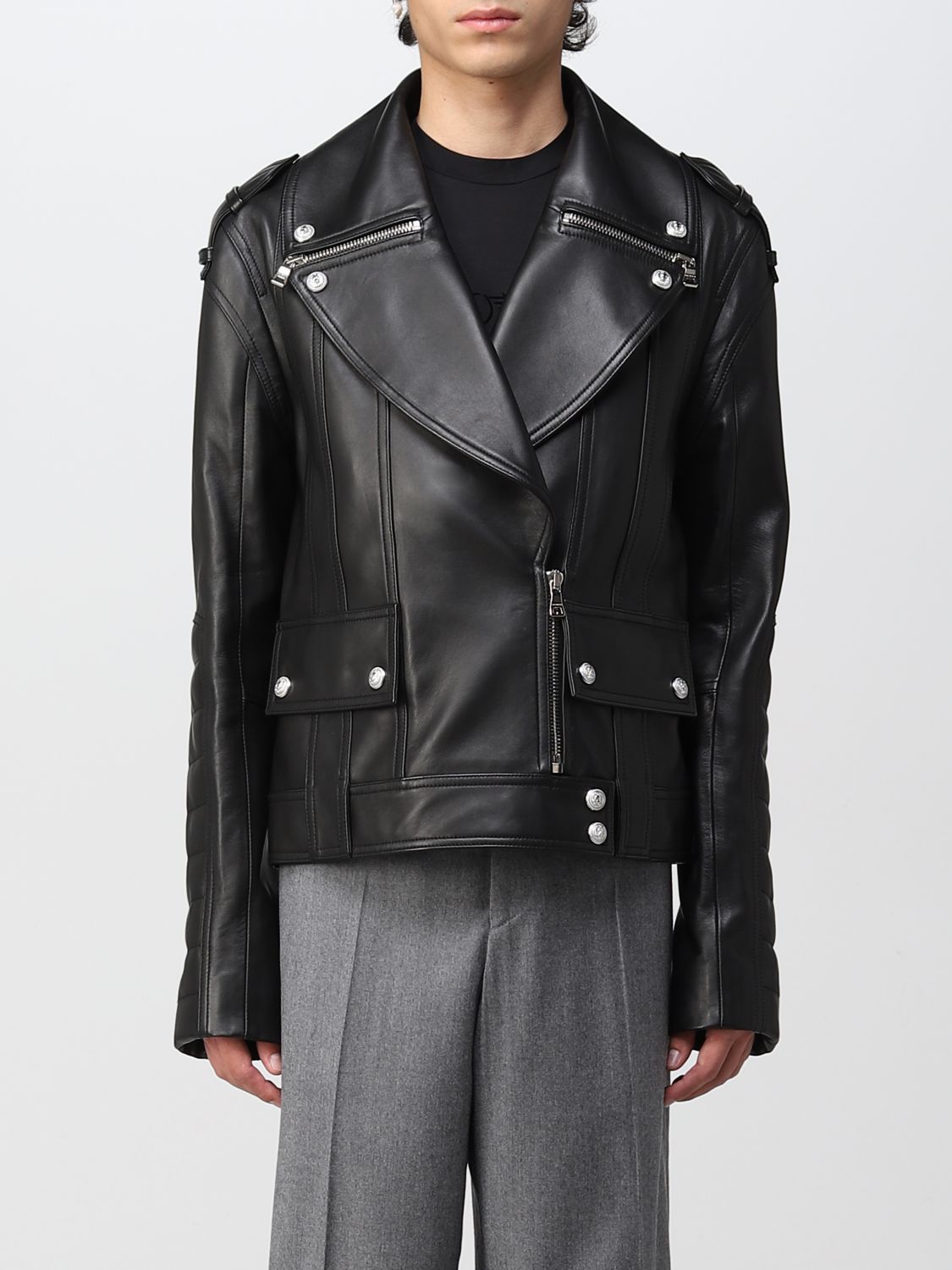 BALMAIN: jacket for man - Black | Balmain jacket YH1TD265LB64 online at ...