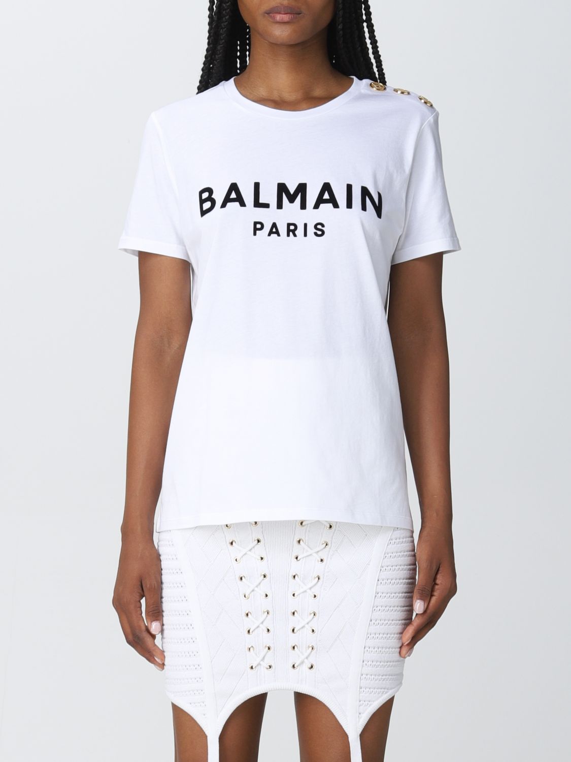 Amedrentador Peregrino Dar permiso BALMAIN: Camiseta para mujer, Blanco | Camiseta Balmain YF1EF005BB37 en  línea en GIGLIO.COM